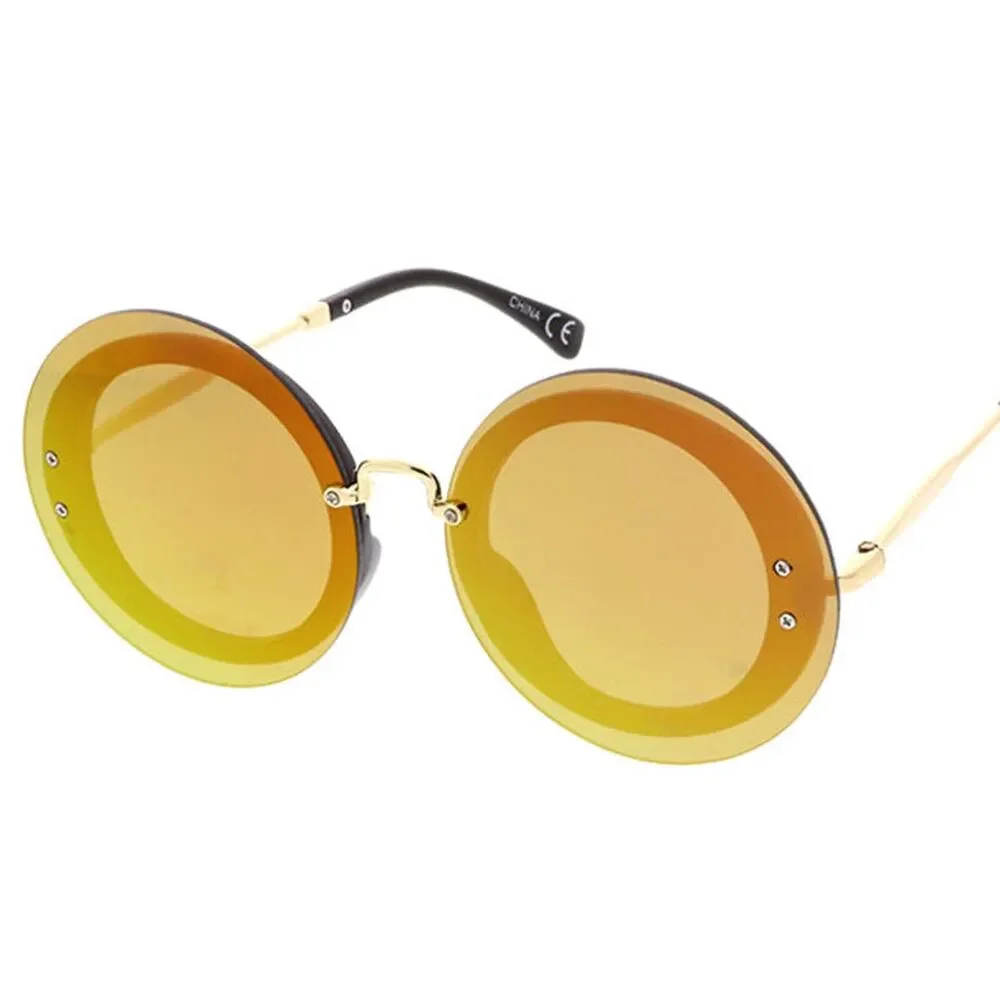 Glamour in Rounds Oversized Sunglasses for Women Orange Mirrored Lense
